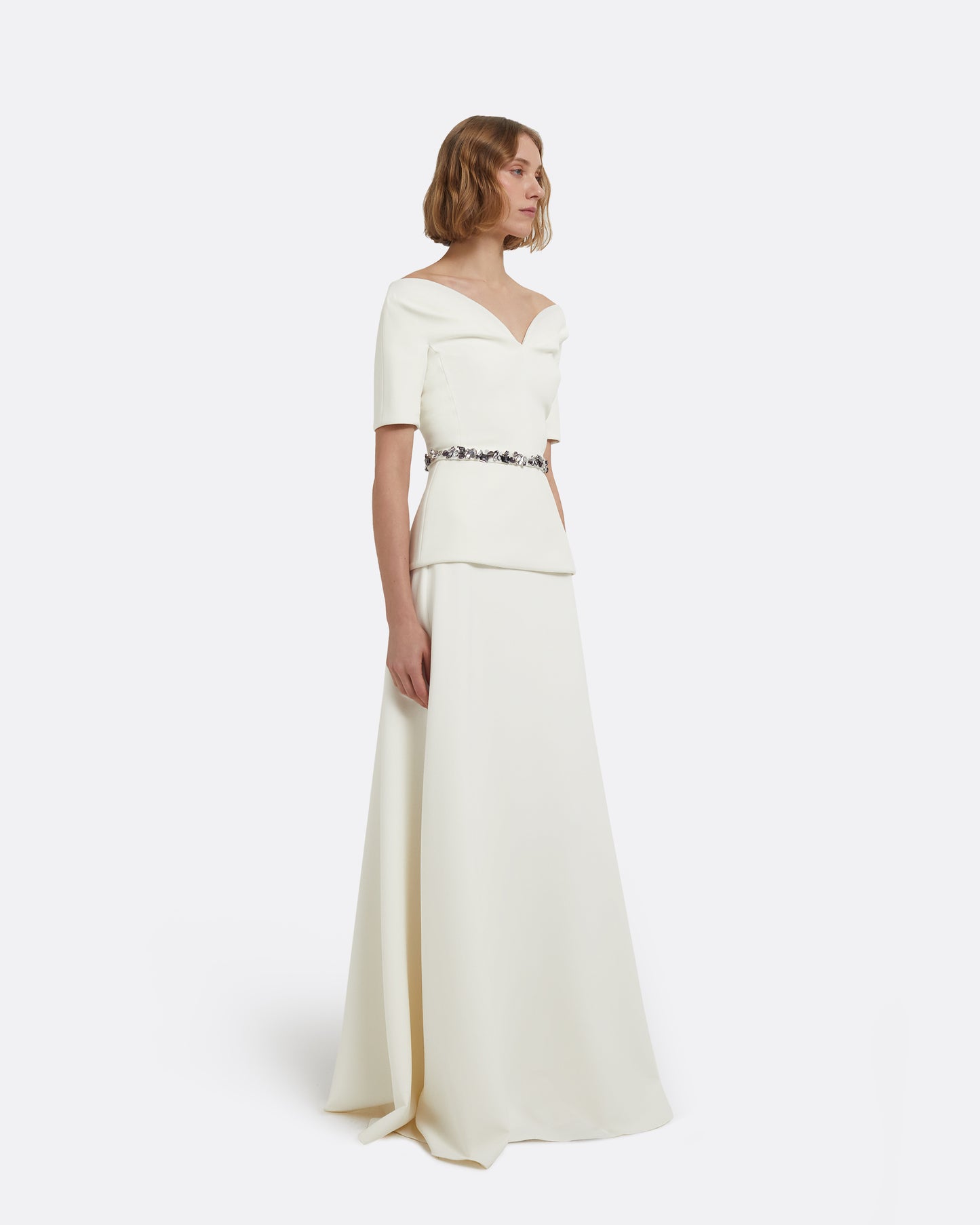 Lyddie Top in Ivory with Embellished Belt