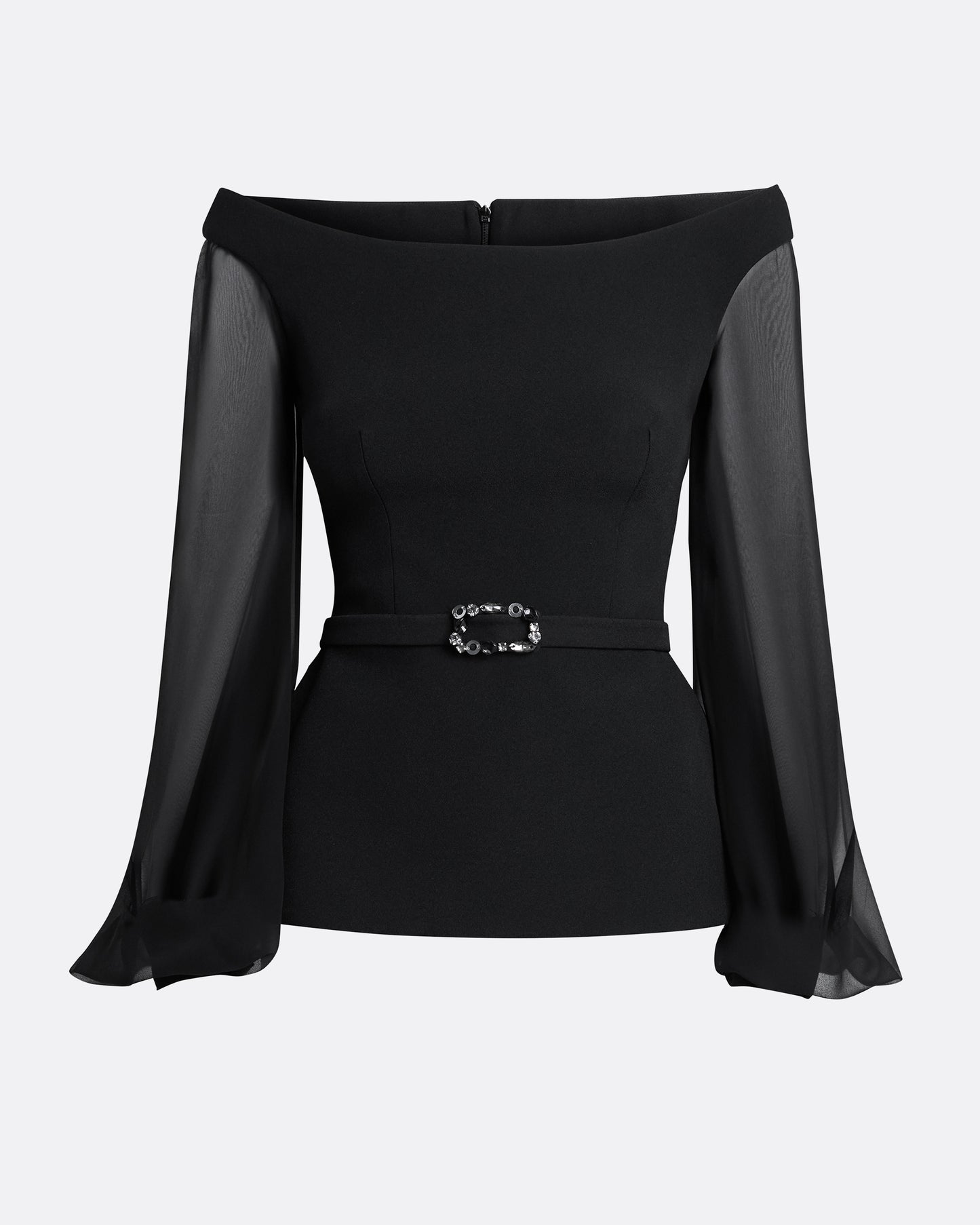 Breena Top in Black with Embellished Belt