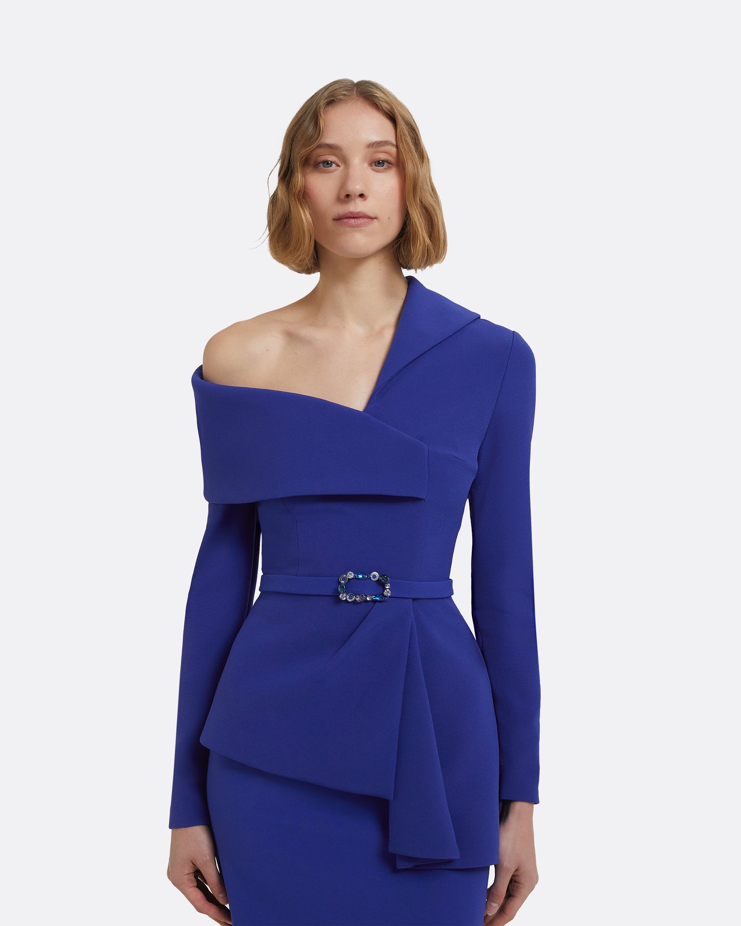 Odessa Tops in Skiathos Blue with Multi-Blues Belt