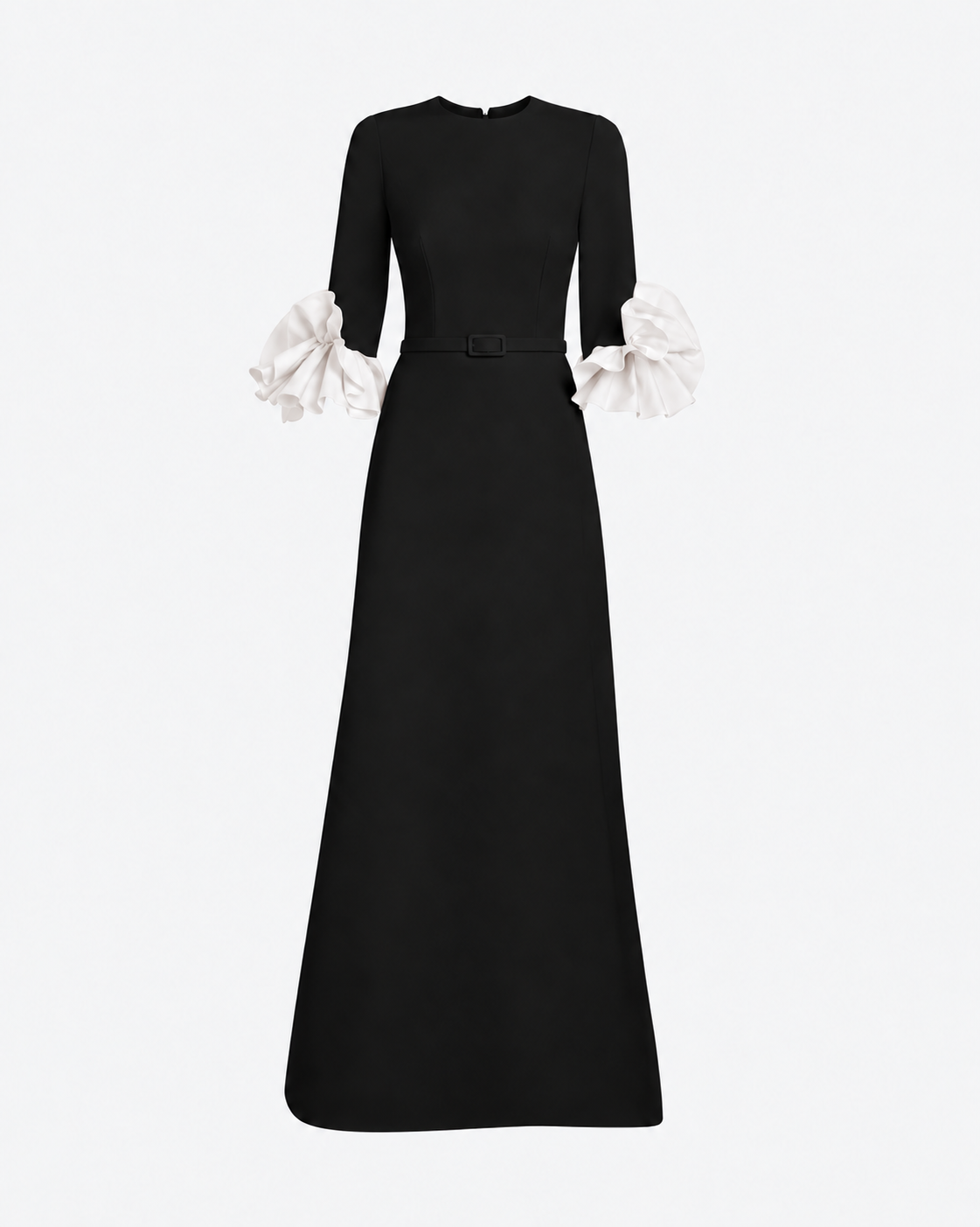 Belen Long Dress in Ivory on Black