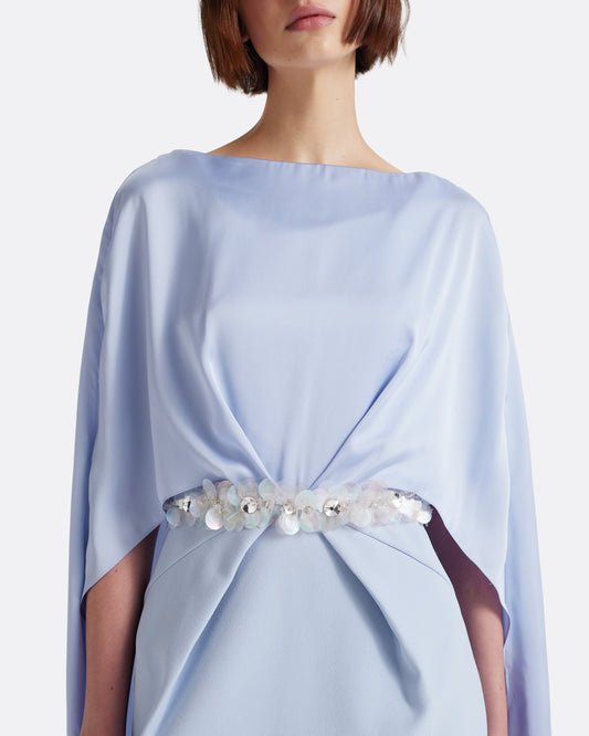 Mirabella Long Dress in Soft Sky with Embellished Belt