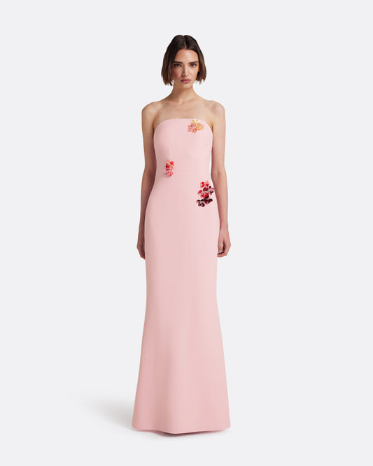 Soshin Long Dress in Lychee with Embroidery