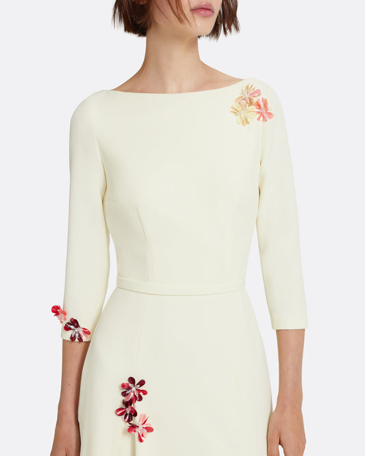 Emilia Long Dress in Sorbet with Pink Embroidery