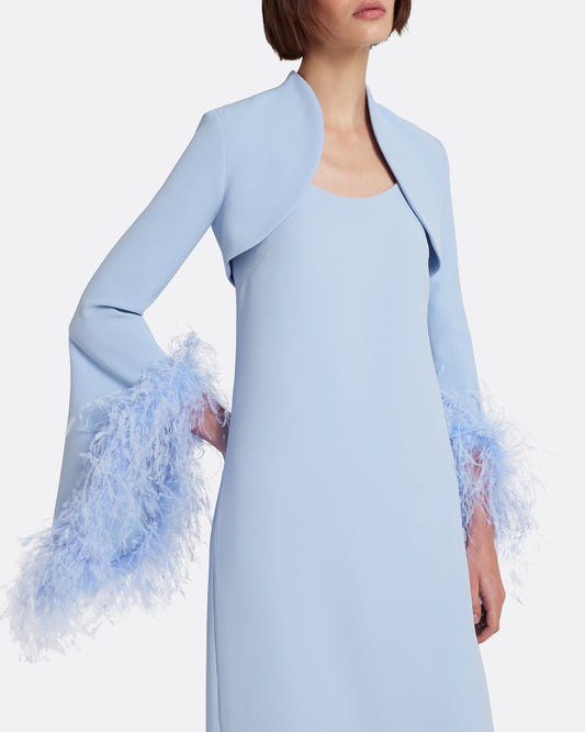 Elise Harness in Soft Sky with Feathers