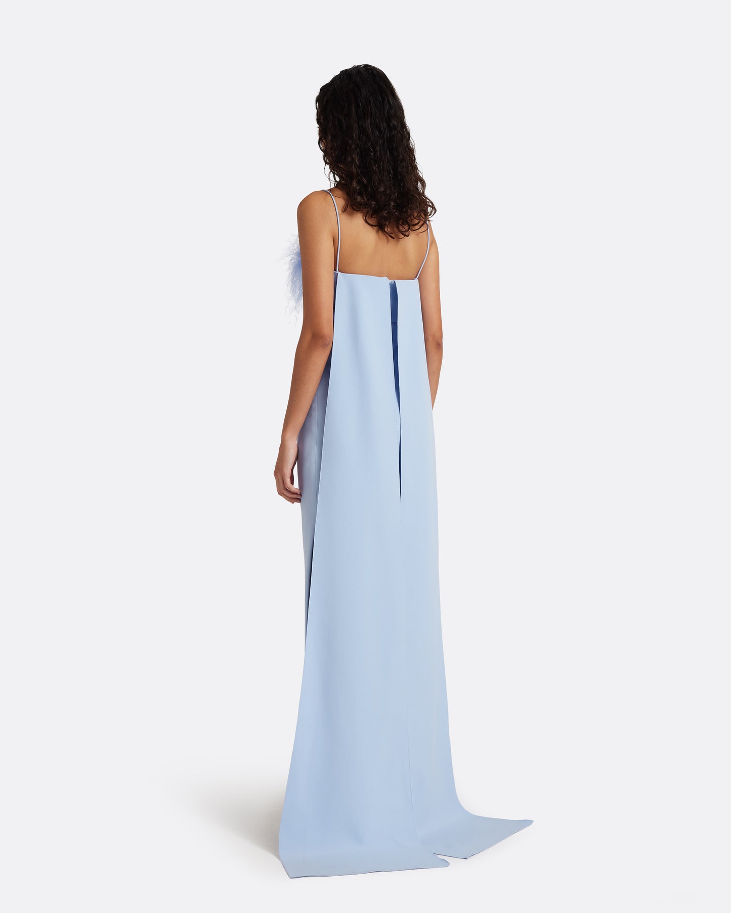 Krista Harness with Aerine Midi Dress in Soft Sky with Feathers