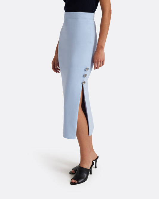 Georgie Skirt in Soft Sky with Crystal Buttons