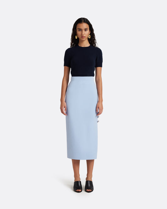 Georgie Skirt in Soft Sky with Crystal Buttons