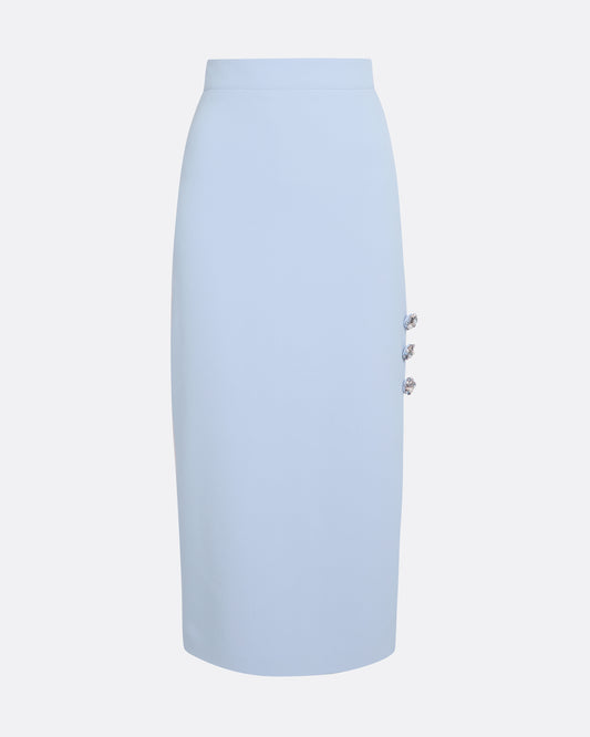 Georgie Skirt in Soft Sky with Crystal Buttons
