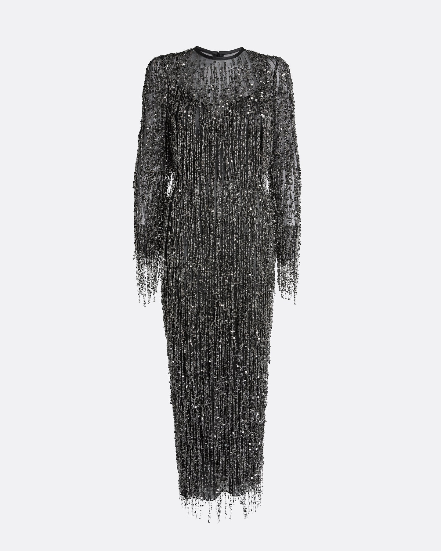 Lyran Midi Dress in Black with Gunmetal