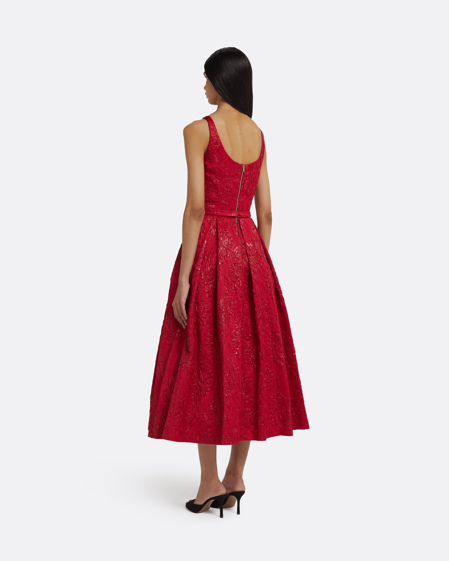 Asher Midi Dress in Crimson