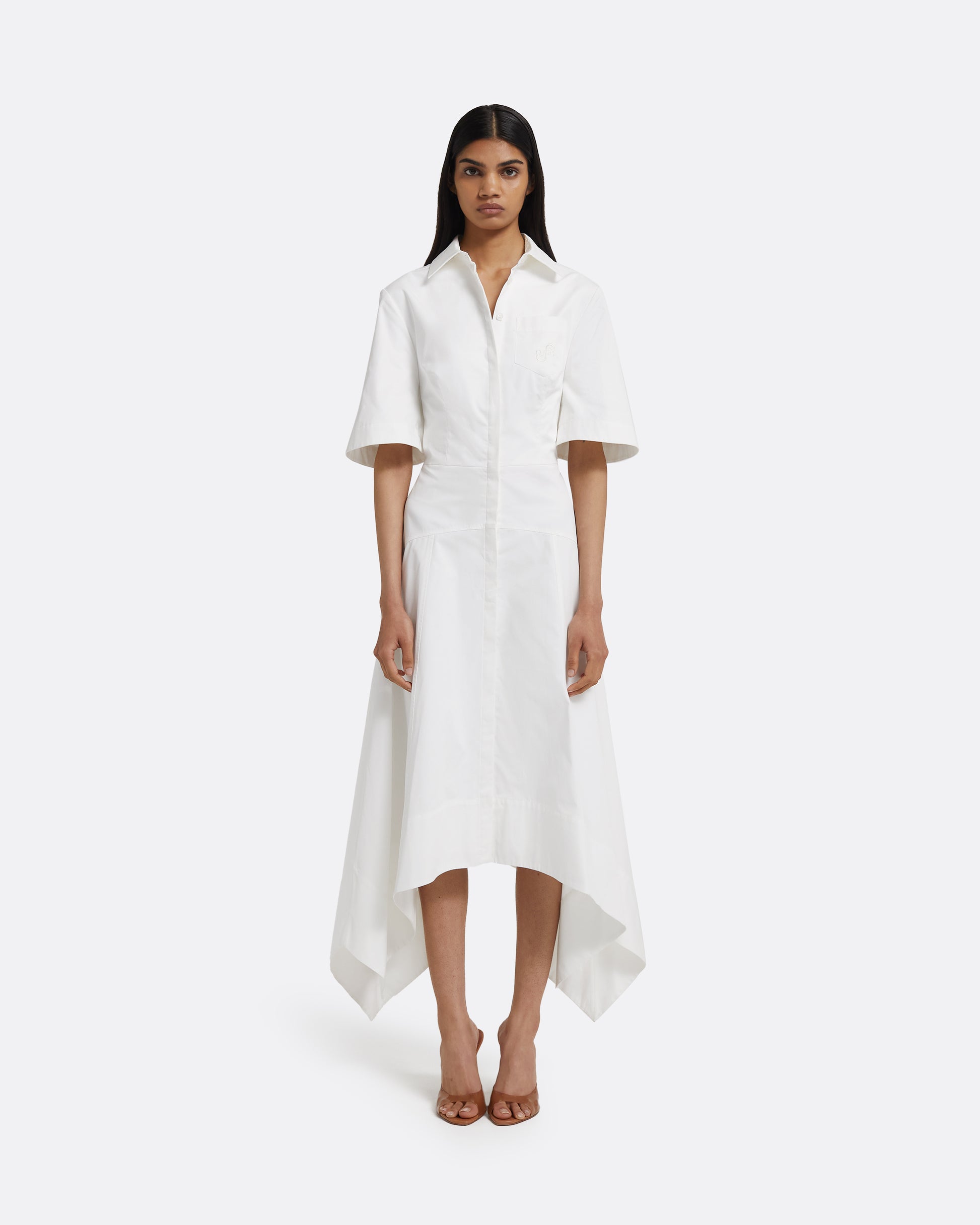 womens ivory midi dress Ivory Smocked Tie-Front Midi Dress | Womens | Small (Available in XS, M, L, XL) | 100% Cotton