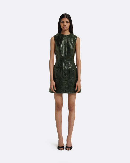 Hunter Mini Dress in Collard Green