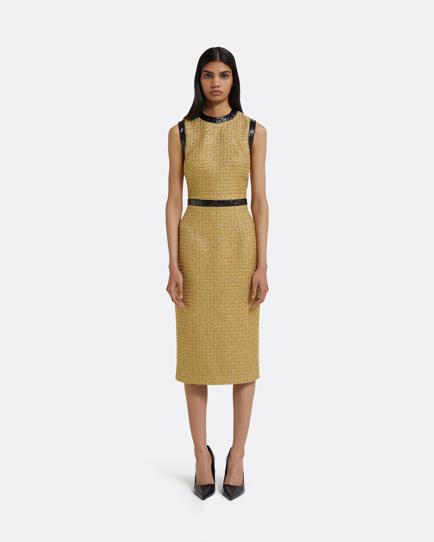 Peyton Midi Dress in Yellow Gold