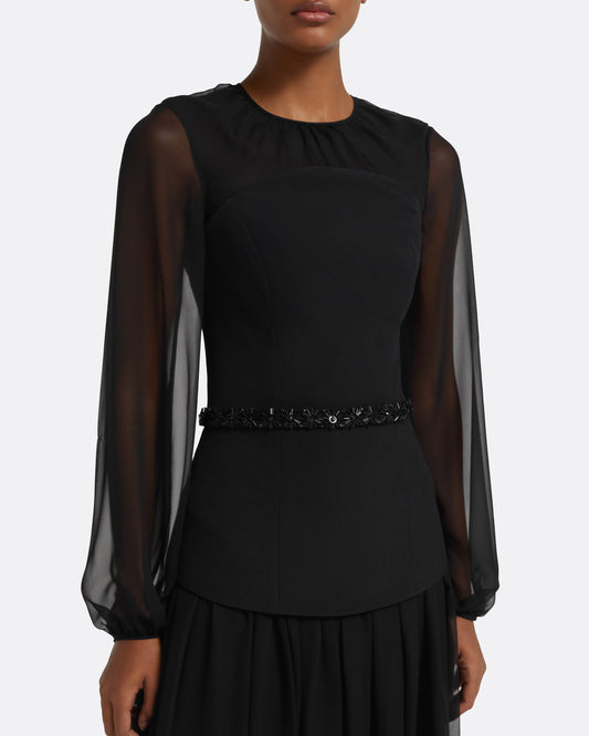 Finley Long Dress in Black & Embellished Belt