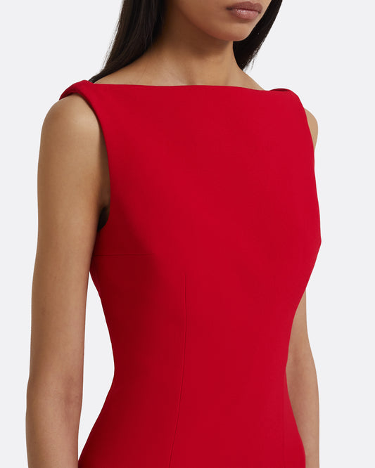 Sloane Long Dress in Lacquer Red on Crimson