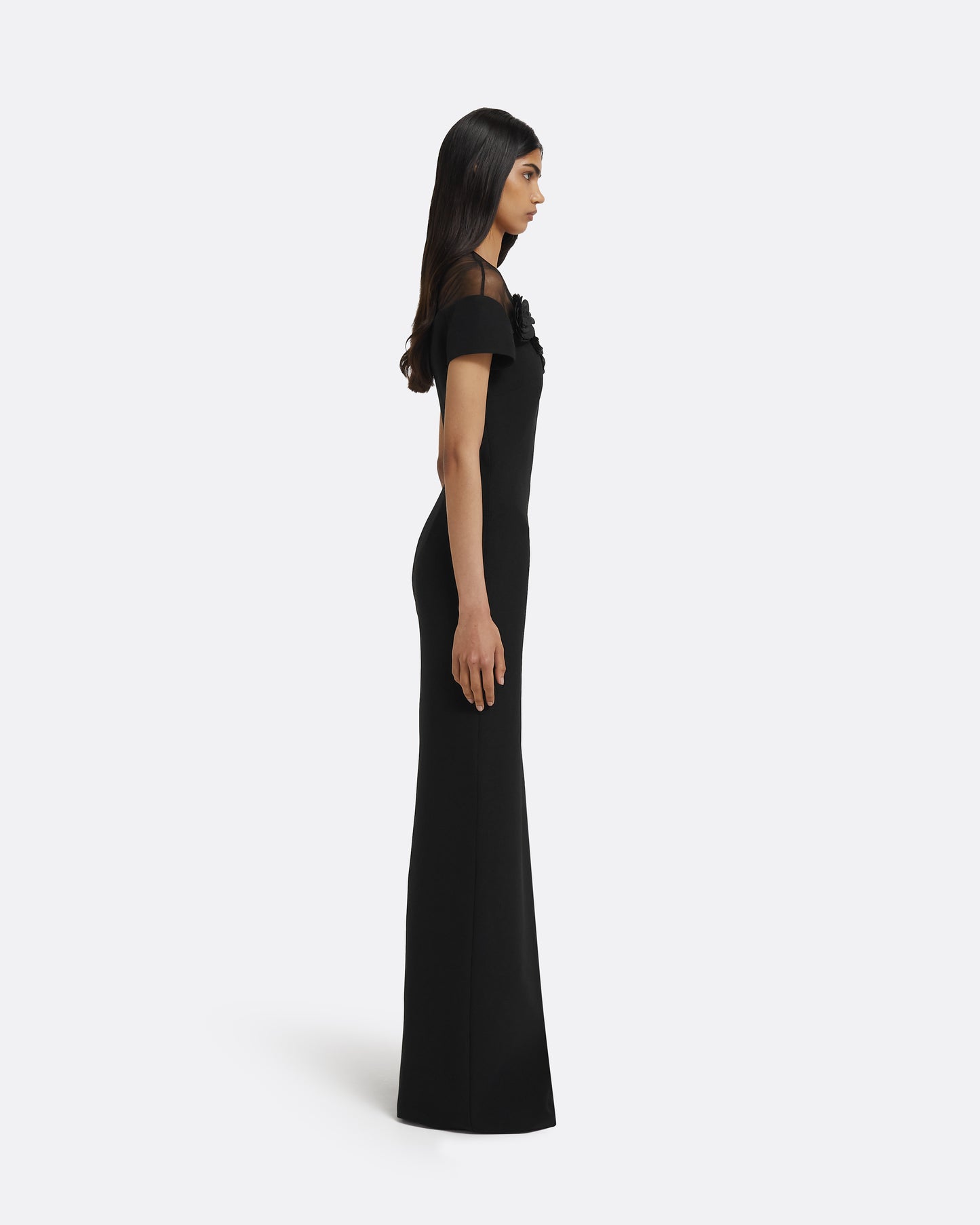 Noah Long Dress in Black with Black Embellishment