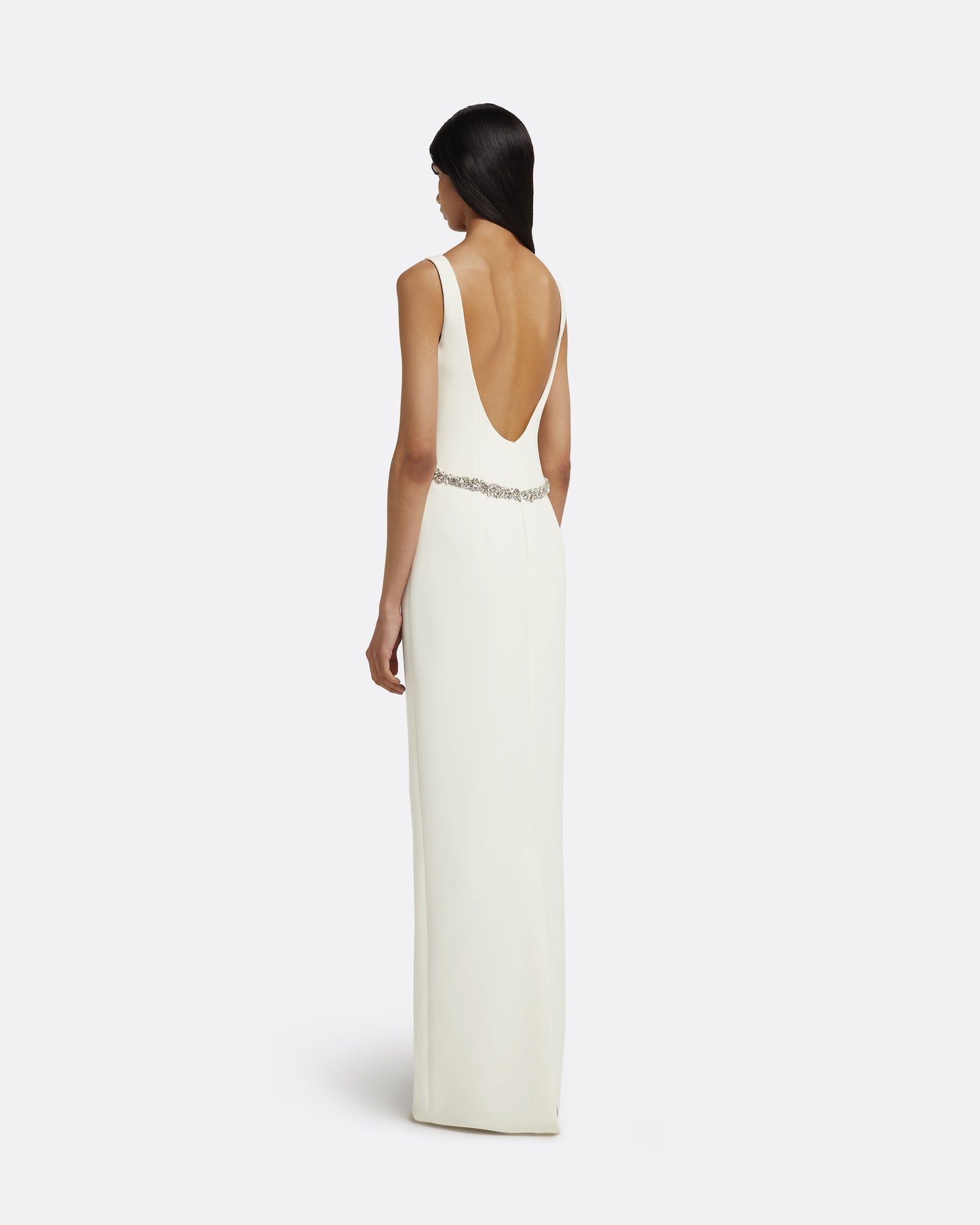 Riley Long Dress in Ivory with Crystal Embellishment