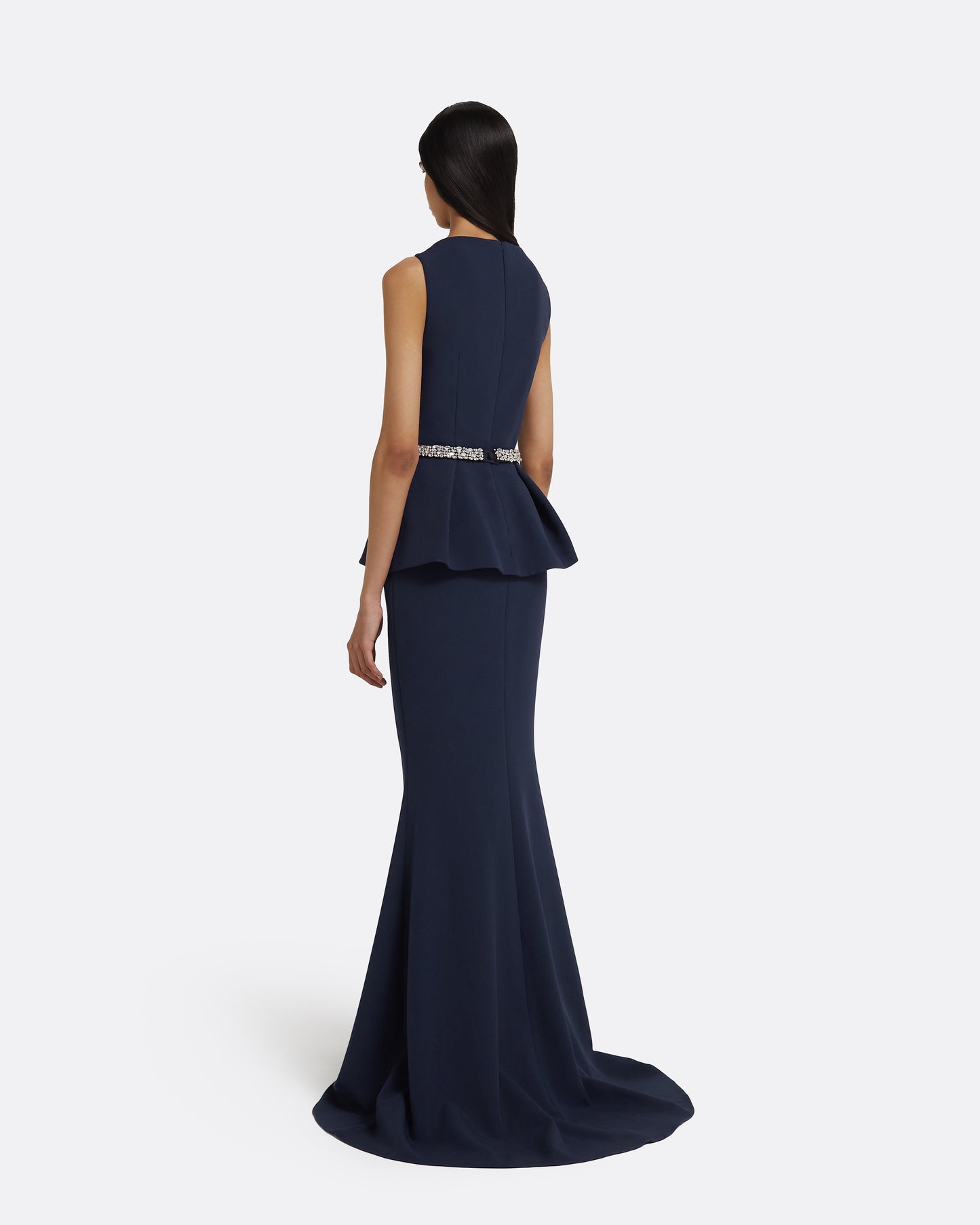 Carter Dress Long & Jonia Belt in Maritime with Crystal