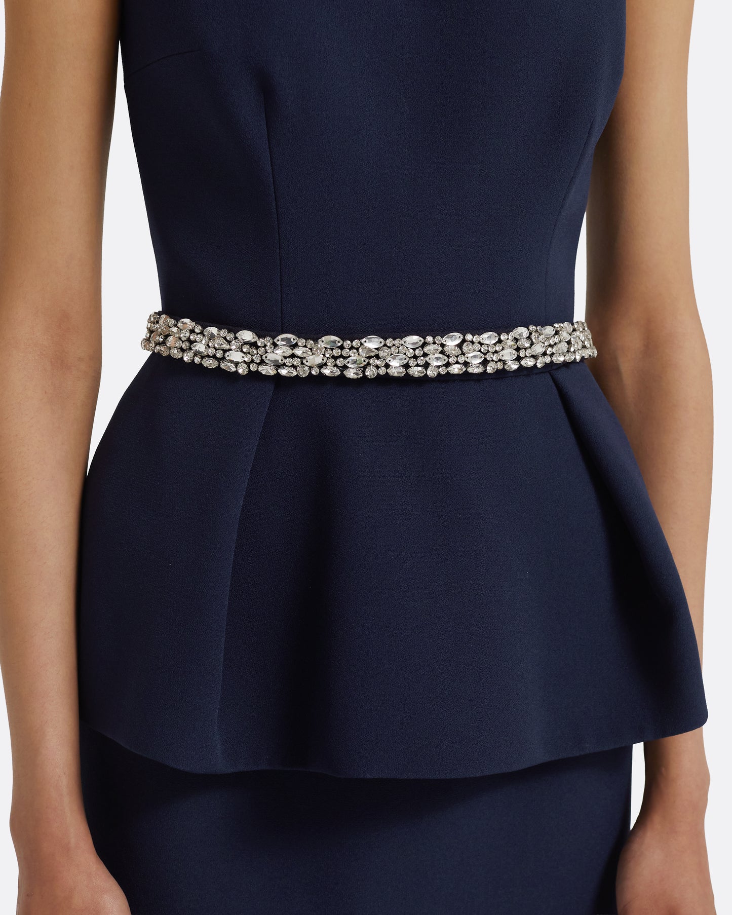 Carter Dress Long & Jonia Belt in Maritime with Crystal
