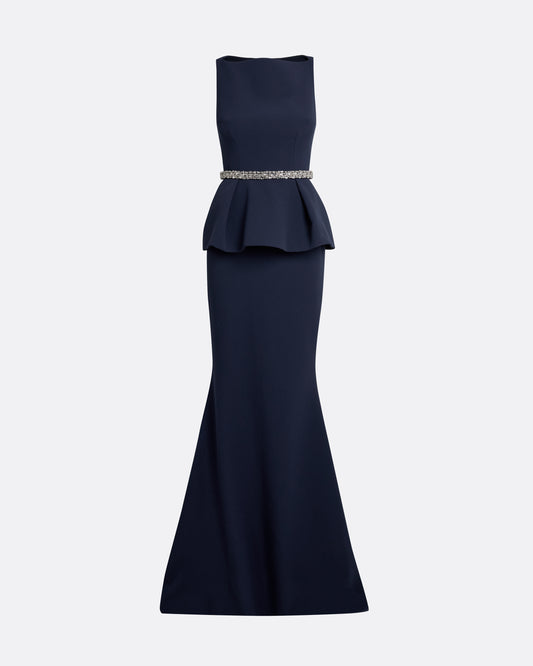 Carter Long Dress in Maritime with Crystal