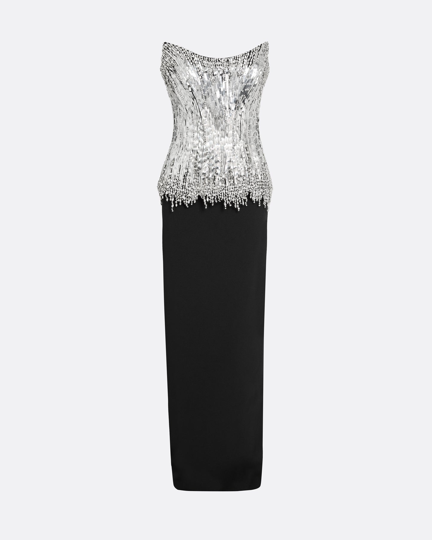 Regan Long Dress in Black with Crystal