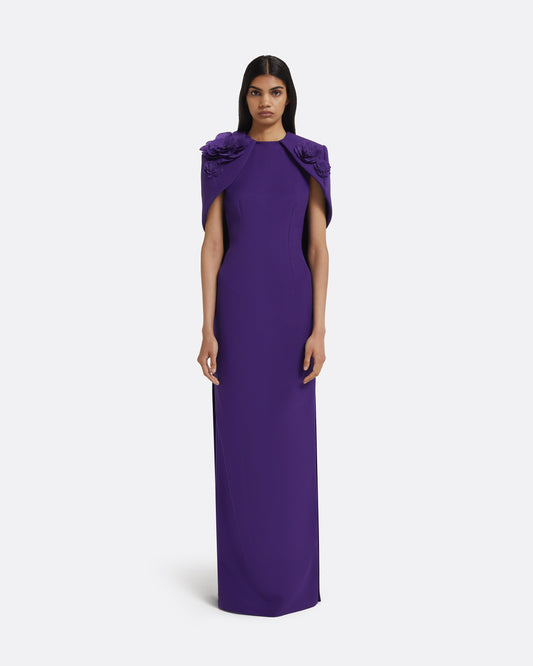 Lennox Long Dress in Pansy with Pansy Embellishment