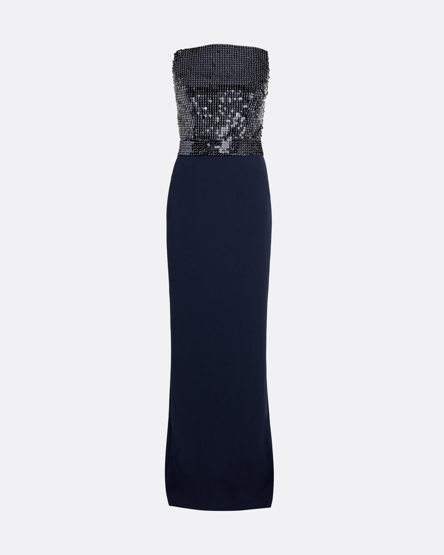 Amory Long Dress in Navy & Silver on Maritime Blue