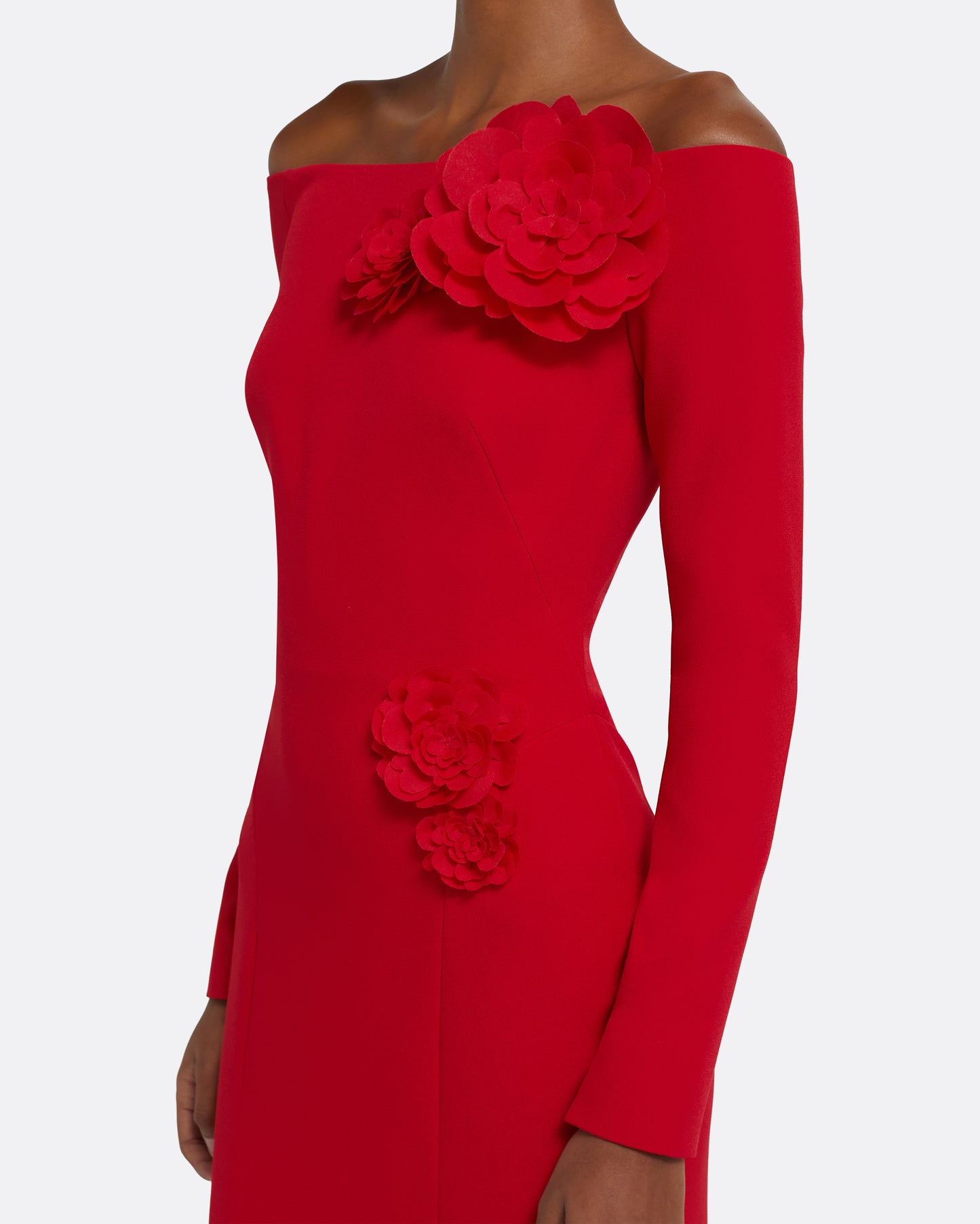 Rory Long Dress in Crimson with Crimson Appliqué