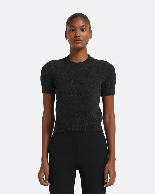 Zade Knitted T-Shirt in Black Melange