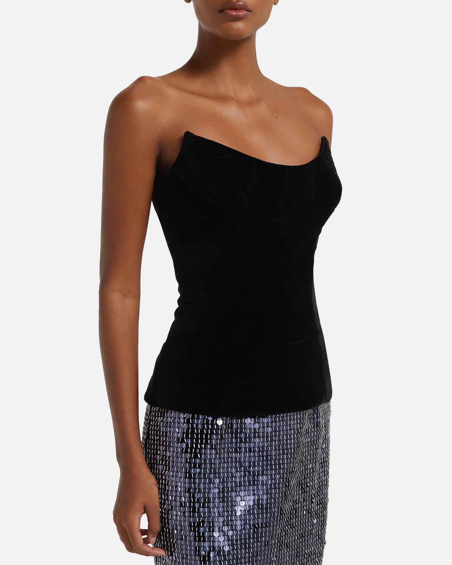 Vick Long Skirt in Navy & Silver