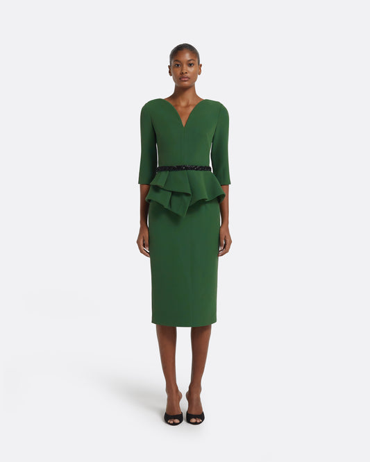 Dion Top in Moss Green with Black Embellishment