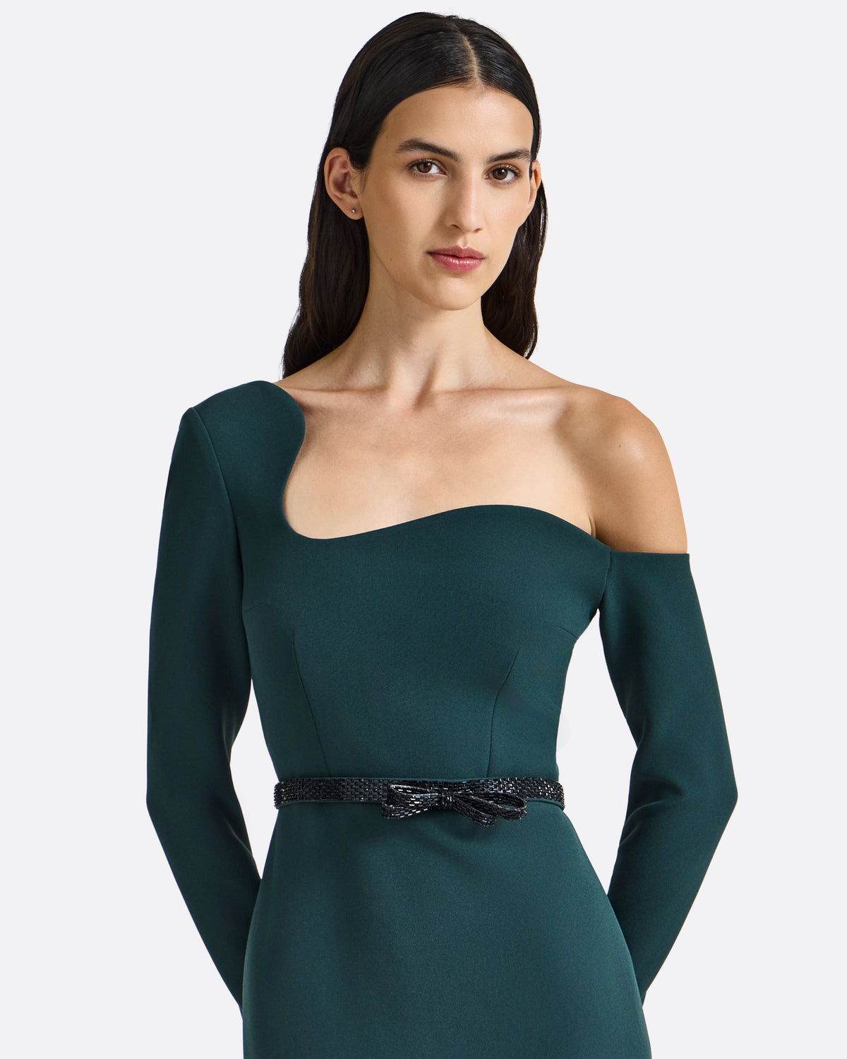 Amia Embroidered Midi Dress in Darkest Spruce