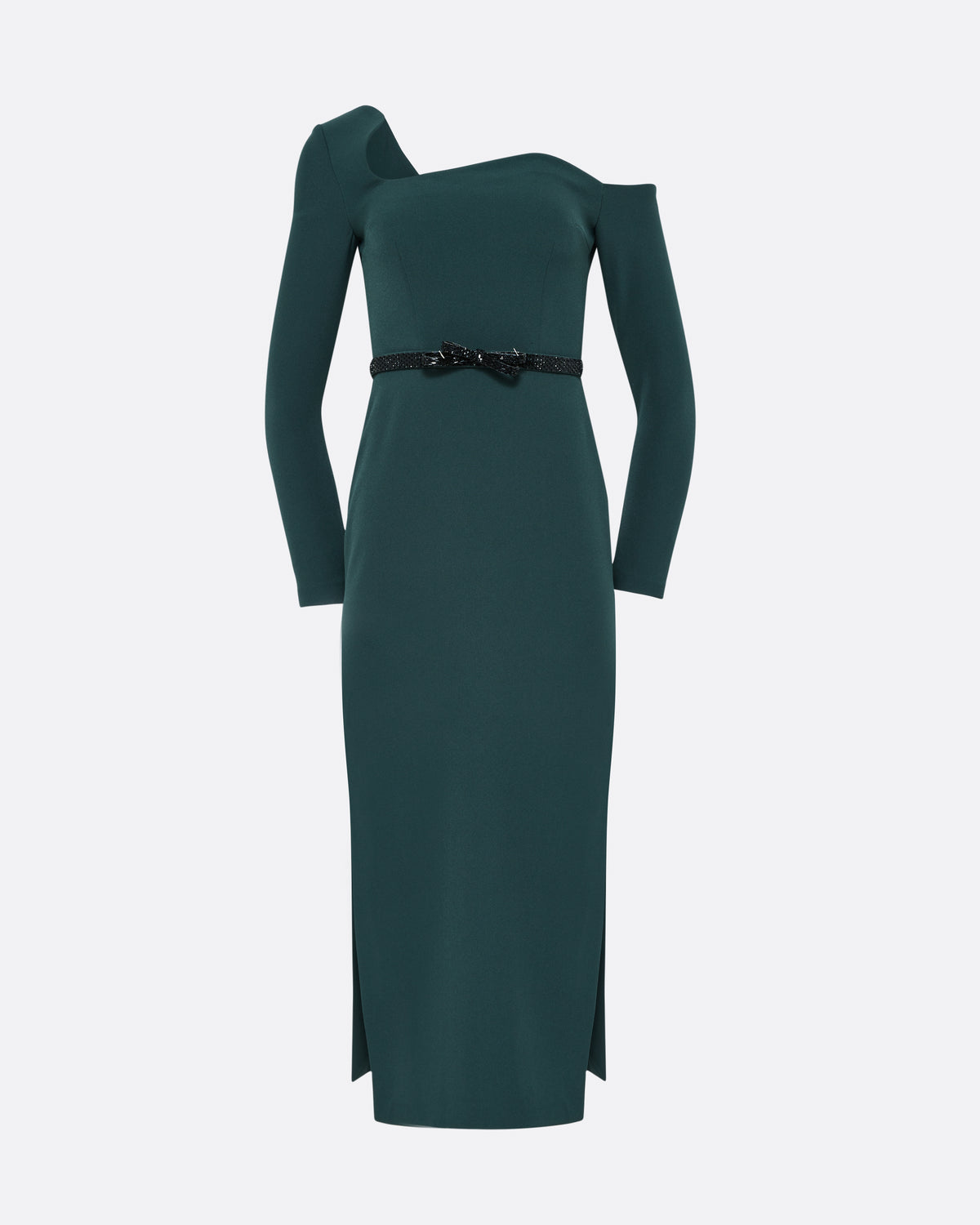 Amia Embroidered Midi Dress in Darkest Spruce
