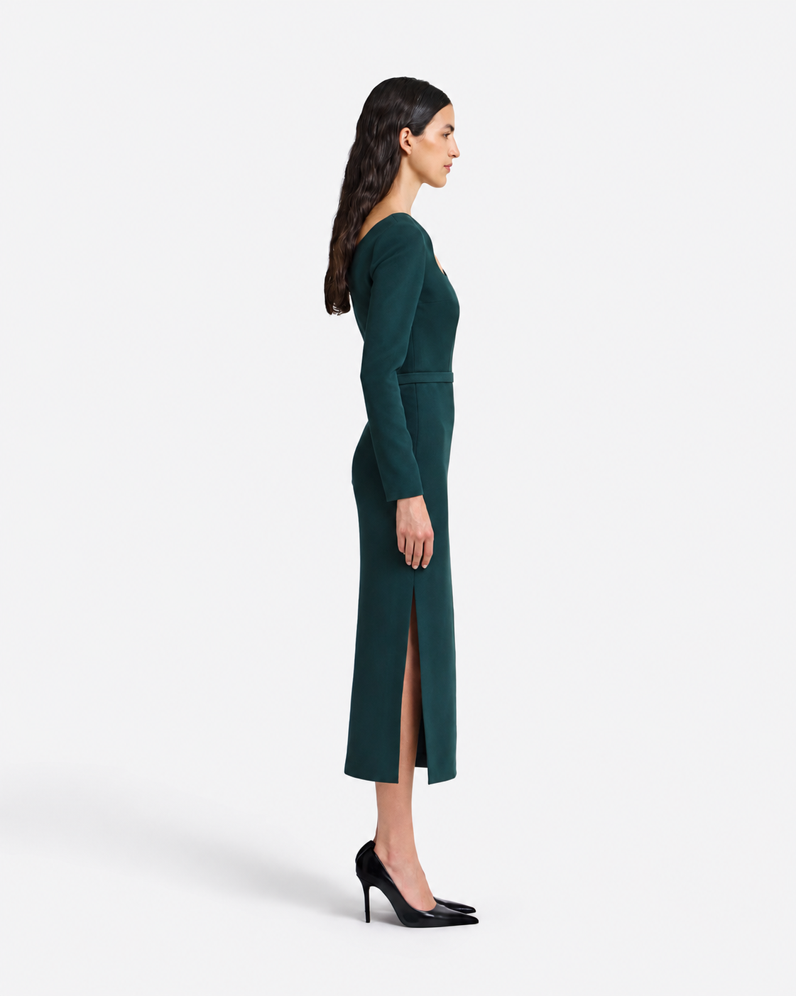 Amia Midi Dress in Darkest Spruce