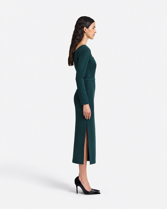 Amia Midi Dress in Darkest Spruce