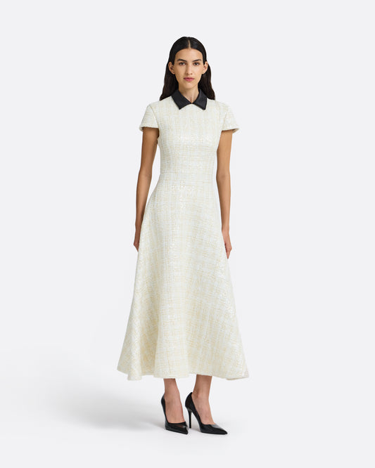 Ascah Midi Dress in Golden Ivory