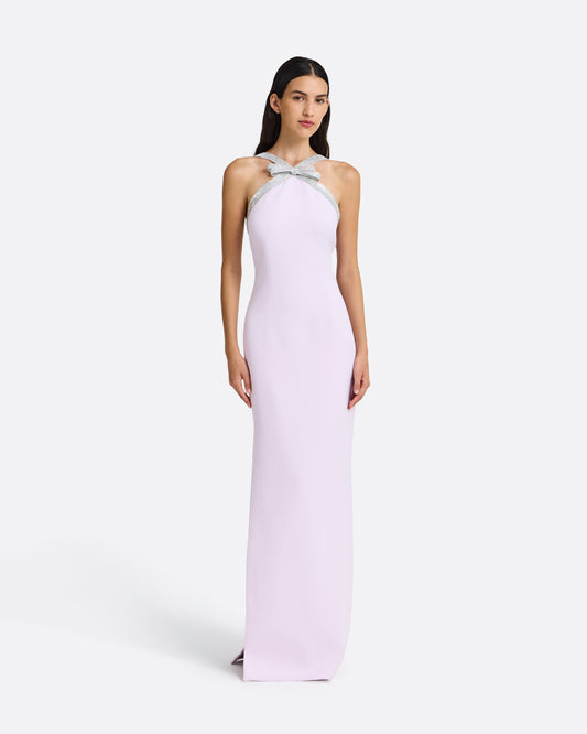 Ardine Embroidered Long Dress in Lilac Snow