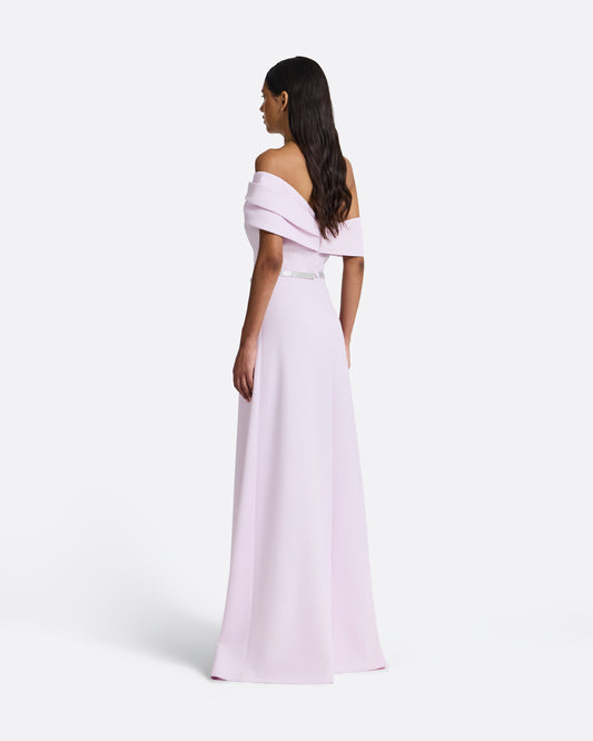 Jahna Embroidered Long Dress in Lilac Snow