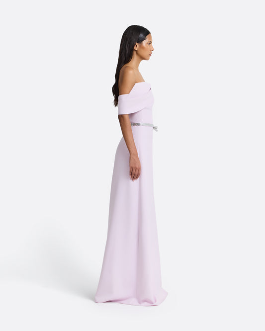 Jahna Embroidered Long Dress in Lilac Snow