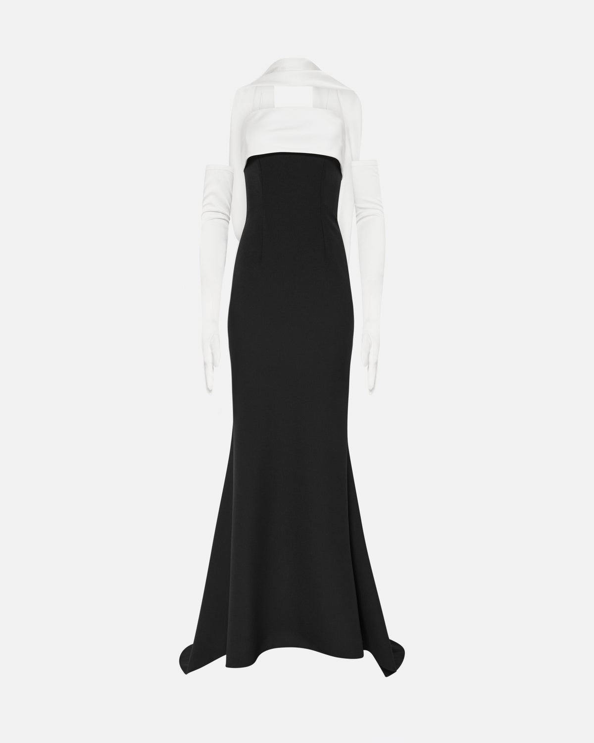 Roshana Long Dress in Ivory and Black