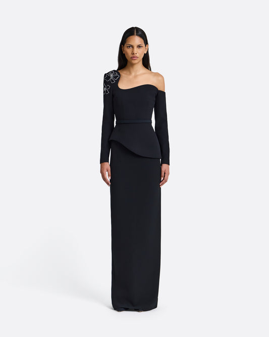 Aime Embroidered Top in Black