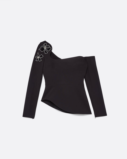 Aime Embroidered Top in Black