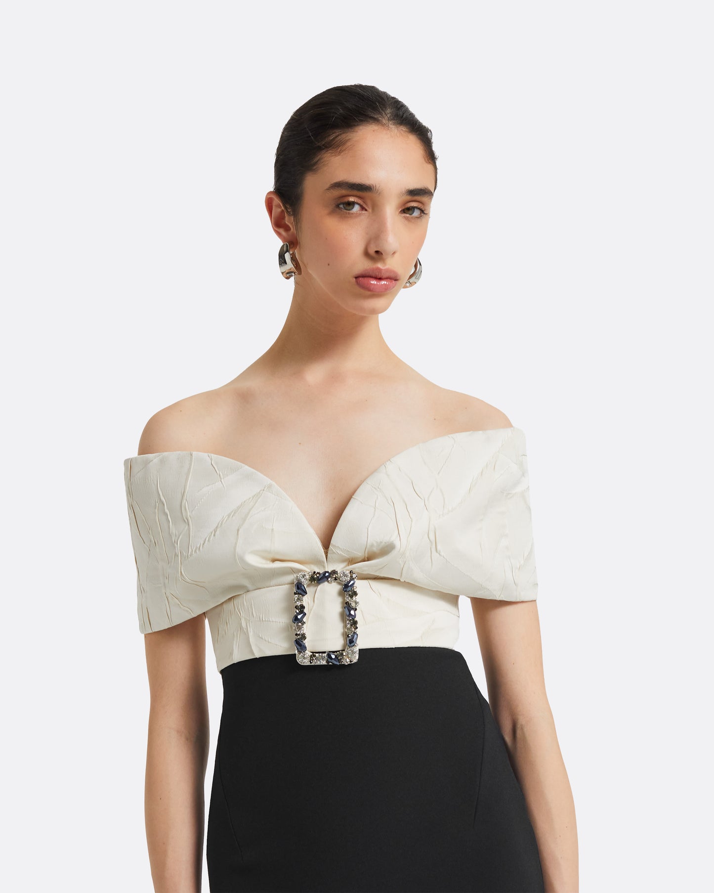Abike Ivory & Black Long Dress