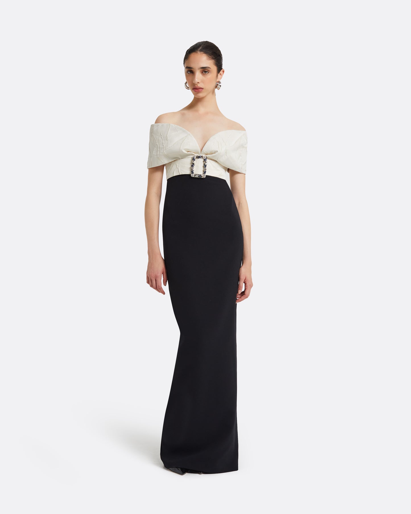 Abike Ivory & Black Long Dress