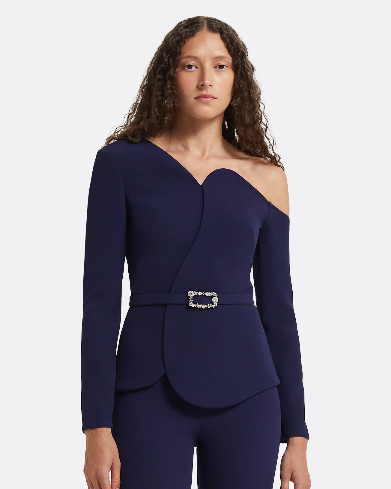 Adil Azurite Blue Top With Embroidered Belt
