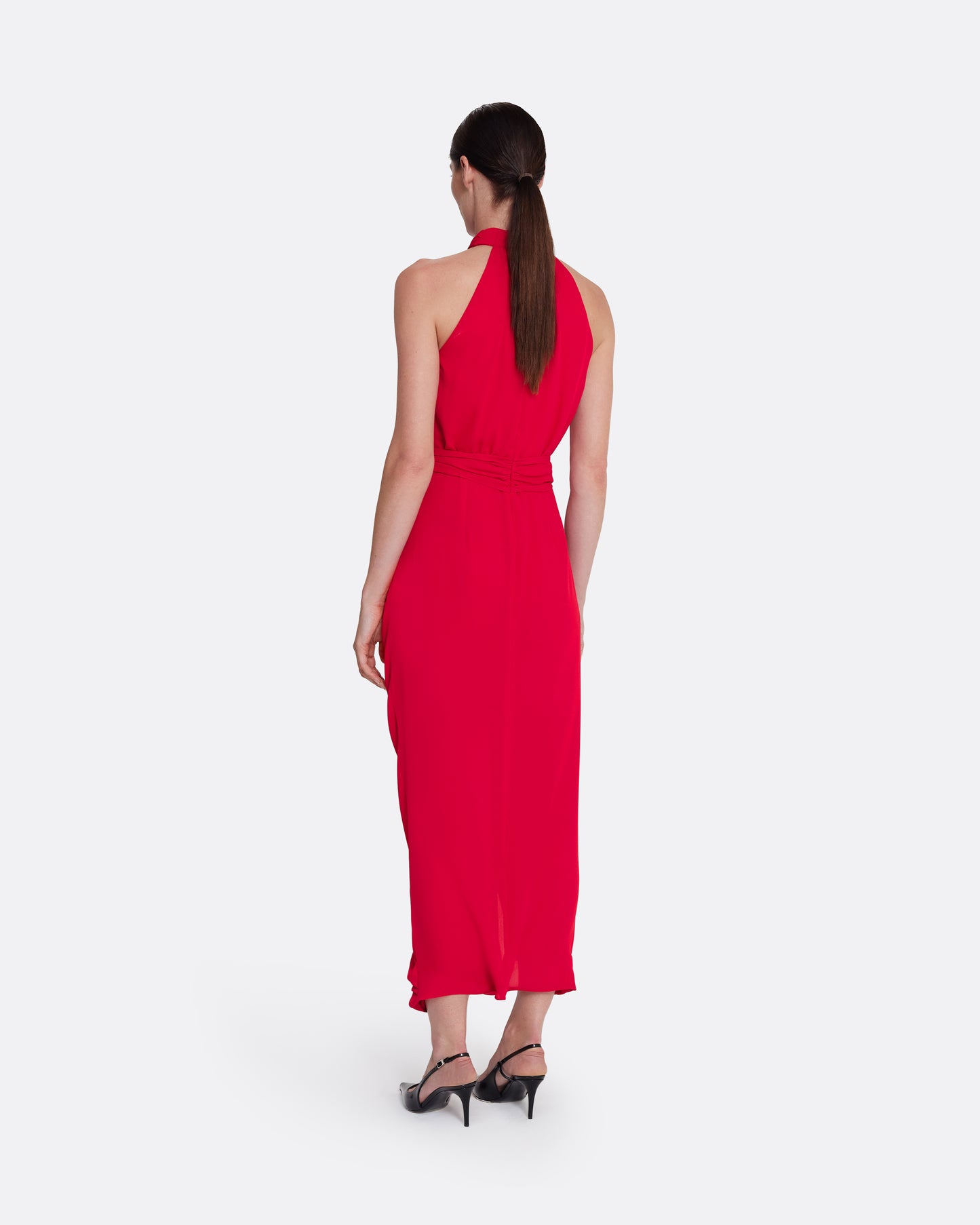 Valentina Midi Dress in Azalea Red