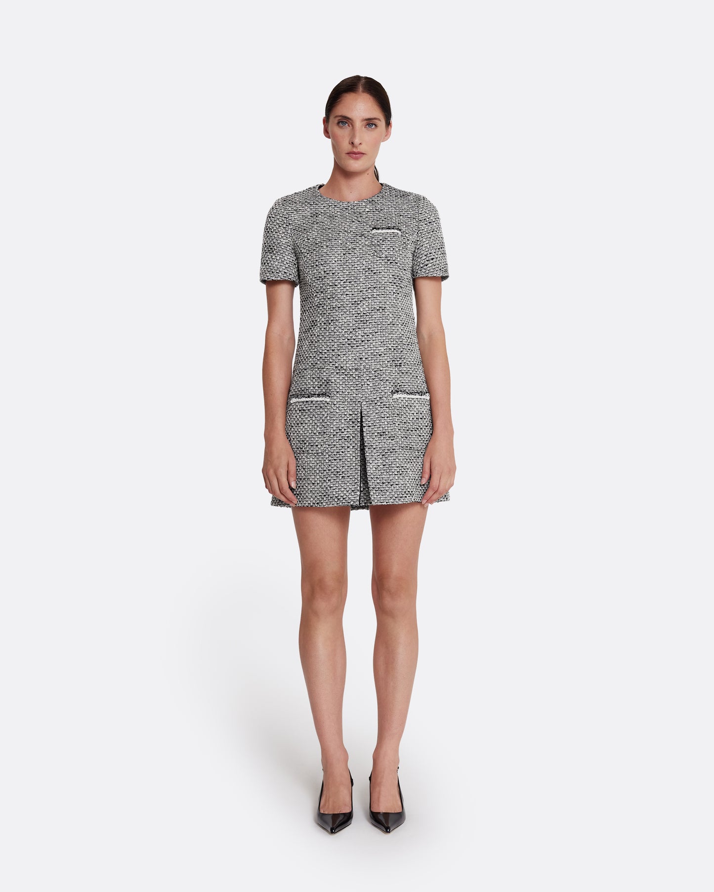 Virna Short Dress in Greyscale