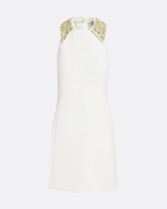 A line short dress  in IVORY WITH GOLD