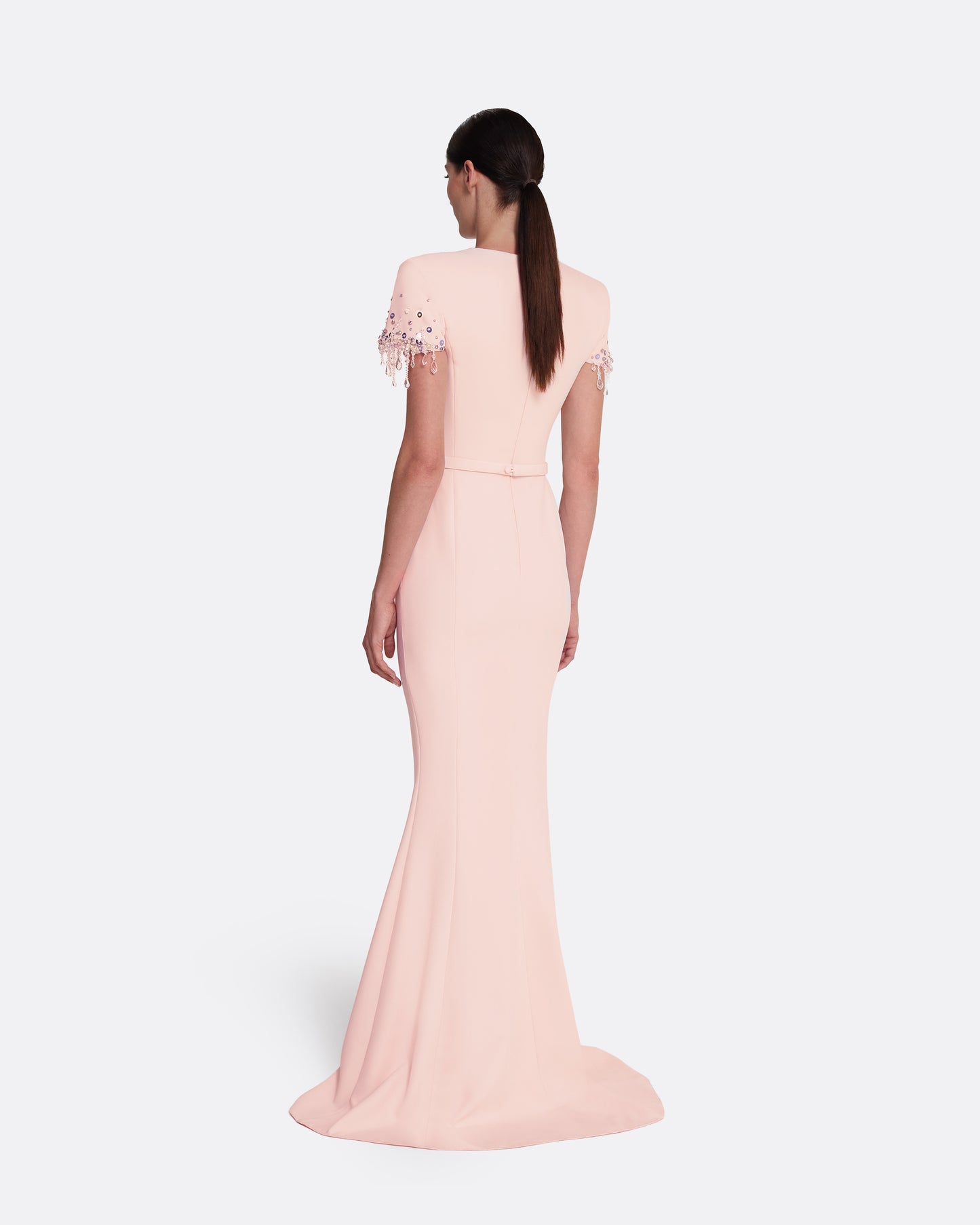 Parker Long Dress Long in Pale Pink with Multi-pastel