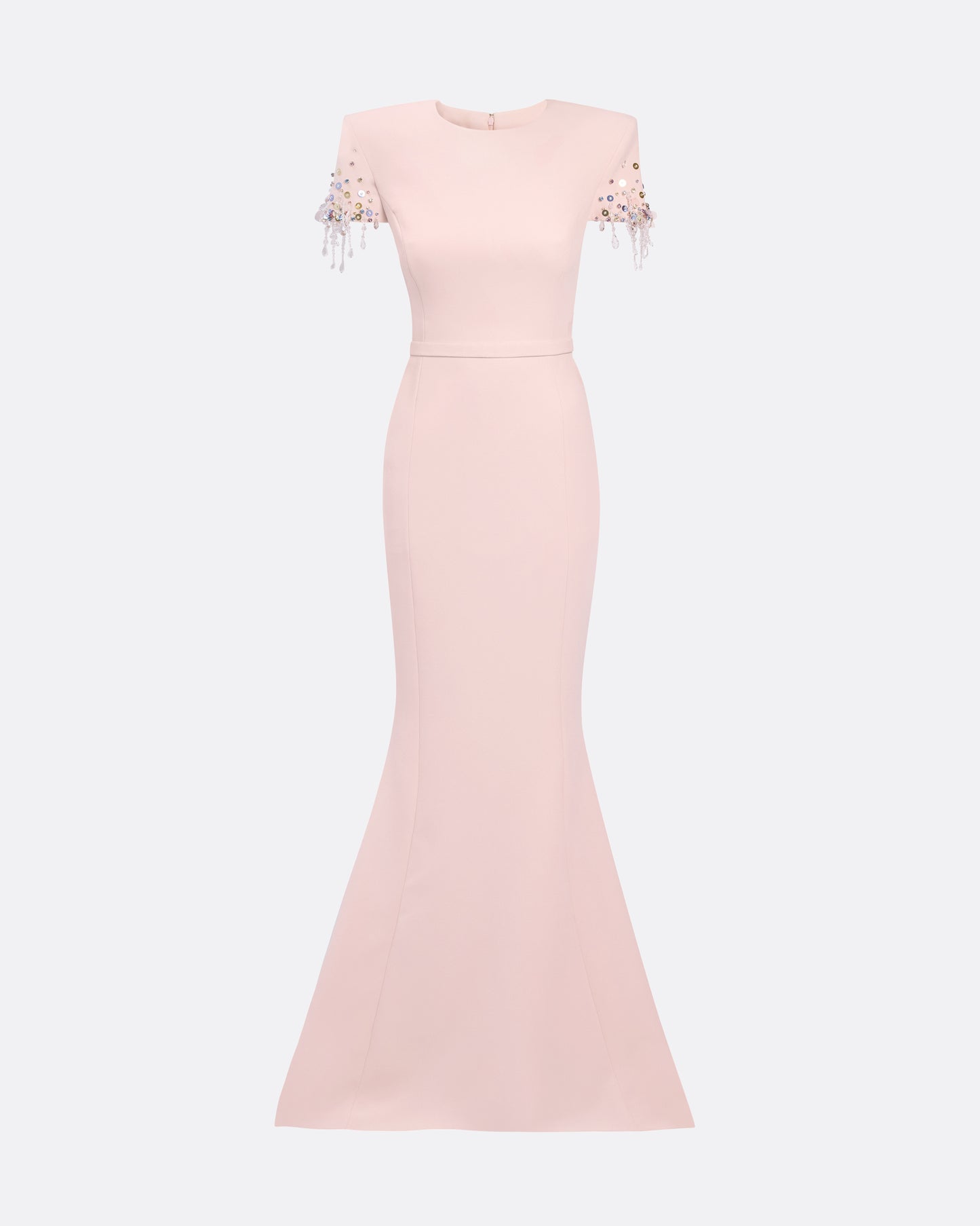 Parker Long Dress Long in Pale Pink with Multi-pastel